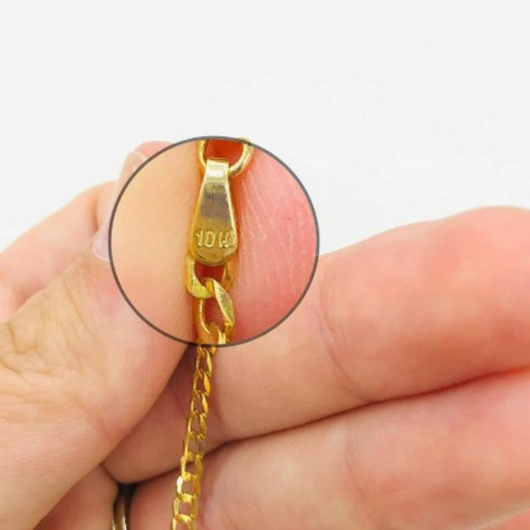 10K Yellow Gold Baby ID Bracelet Kids Childrens Cuban Link Bracelet 6" Pulserass - Picture 4 of 6